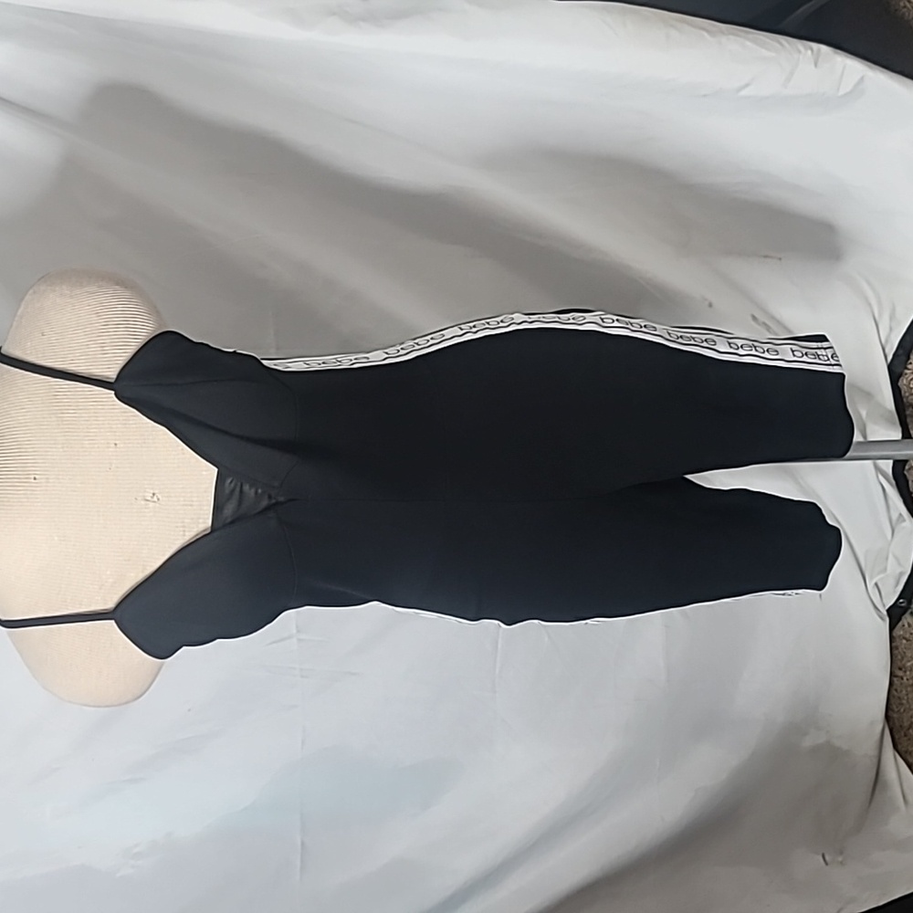 Bebe Black Strappy Jumpsuit with Side Logo
